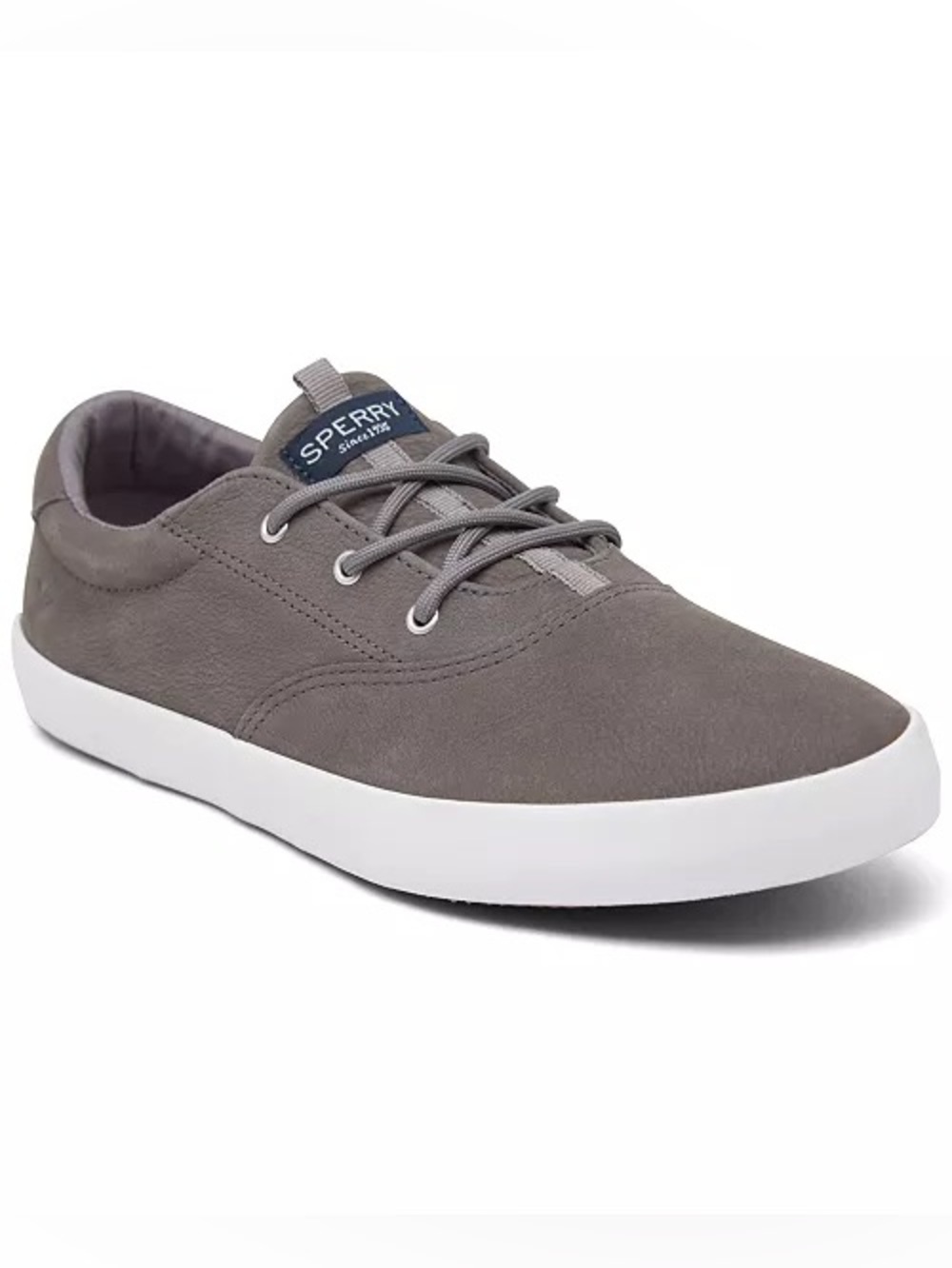 Sperry Men’s Gray Suede Boat Shoe with White Sole